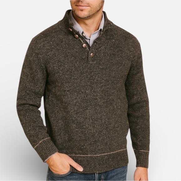 Vintage DANIELE BLASI Wool Sweater Italian Gray Knit Henley Heritage EST XL